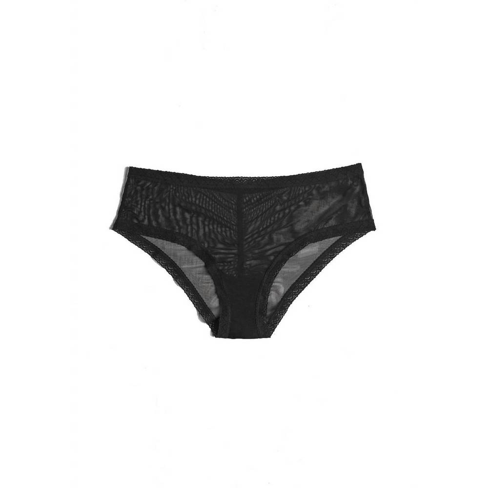 NEW BLUSH LINGERIE women's mesh lace trim hipster panty in black